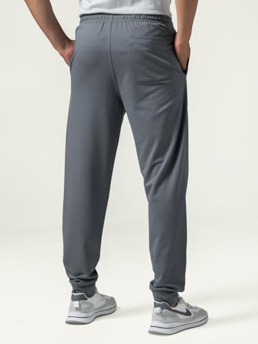 Image of DAMENSCH Men Mid Rise Regular Fit Cotton Blend Solid Moisture Wicking Antimicrobial Zipper Pocket Super Comfortable Baby Terry Lounge Joggers