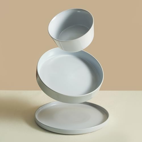 Image of Stone Lain Celina Stoneware 12-Piece Dinnerware Set, Dinner and Pasta Bowls, White