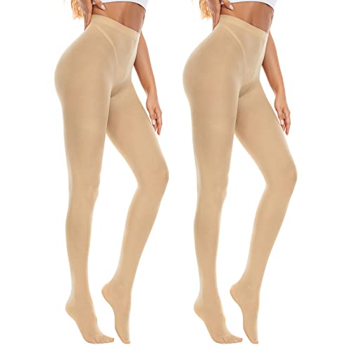 Image of American Trends Tights for Women, 80D Semi Opaque High Waisted Pantyhose, Footed Run Resistant Dance Tights Stockings