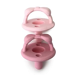 Itzy Ritzy Silicone Pacifiers for Newborn – Sweetie Soother Pacifiers Feature Collapsible Handle & Two Air Holes for Added Safety; for Ages Newborn and Up, Set of 2 in Light Pink & Dark Pink