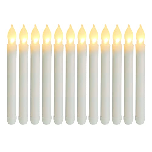 HOOLRZI Lámpara de Vela Vela LED eléctrica 12 Piezas/Set Lámpara de Vela de Barra Larga sin Llama Candelita para decoración de Fondo de Fiesta de Festival de Boda