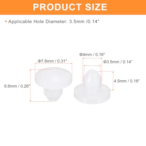 Image of uxcell 28Pcs Silicone Plugs, Rubber Round Snap in Locking Hole Plugs for 3.5mm Hole, Hole Stoppers Waterproof Hole Plug for Metal Tube, Furniture End Caps Inserts, Translucent
