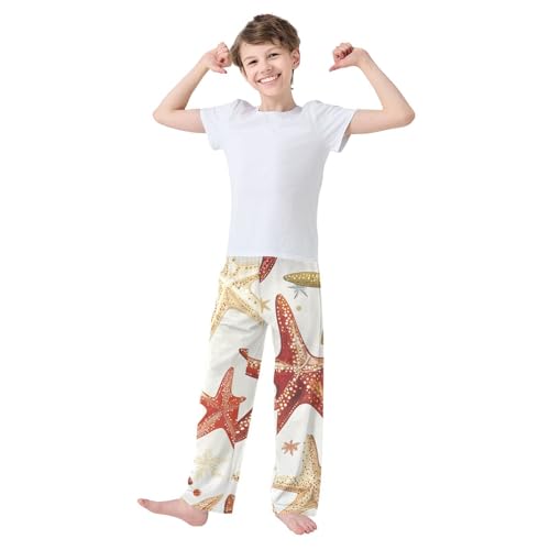 ZZXXB Starfish Boys Long Pants Soft Trousers Elastic Waist Kids Lounge Bottoms with Pockets S-XL3