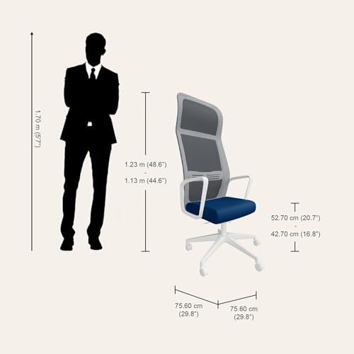 Image of Interio by Godrej Vurv Chair Mesh High Back Ergonomic Work from Home /Revolving Study Chair, 1 Year Warranty, Height Adjustable | Heavy Duty Polypropylene Base | DIY Installation (Blue)