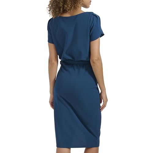 kensie Women's Short Sleeve Tie Waist Midi Dress4