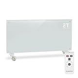Klarstein Radiadores Bajo Consumo Electricos para Casa, Estufa Electrica de 2000W, Radiador Electrico Silencioso, Portátil y Delgado, Estufas con Panel para Pared, Pantalla y Termostato