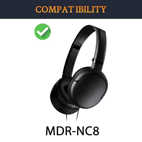 SOULWIT Earpads Reemplazo para Sony MDR NC8/MDRNC8 Audífonos, Cojines de Almohadillas con Tela de Seda Hielo, Espuma de Alta Densidad - Negro miniatura 2