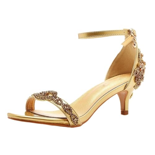 Women's Rhinestone Sparkly Stilettos Sandals Open Toe Slingback Heels Party Wedding Shoes