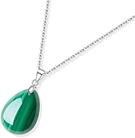GAVU 925 Sterling Silver Teardrop Healing Crystal Necklace