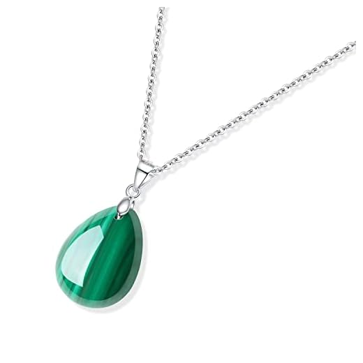 GAVU Teardrop Healing Crystal Green Malachite Crystal Necklace