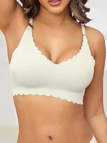 Women's Solid Color Wavy Edge Wireless Bra Stylish Underwear Sexy and Comfortable3