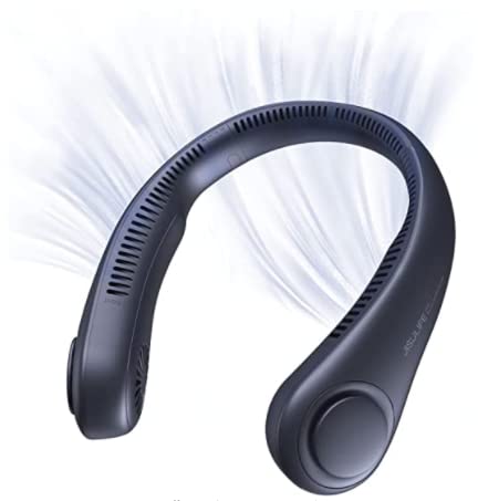 JISULIFE Portable Neck Fan, Hands Free Bladeless Fan, 5 Speeds, 4000 mAh Battery Operated Wearable Personal Fan, Twistable, Rechargeable, Gift for Women Men-Blue