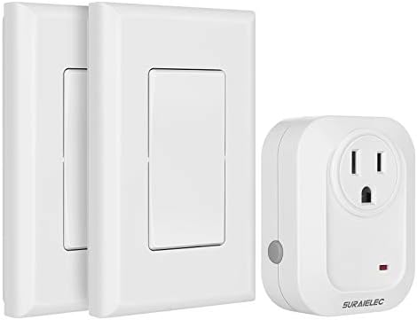 SURAIELEC Wireless 2 Wall Switch Remote Control Outlet Set, 100 ft RF Range