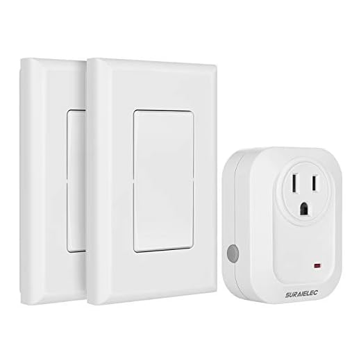 Suraielec Wireless Wall Switch Remote Control Outlet, No Wiring, 100ft RF Range, Pre-Programmed, Expandable Wireless Light Switches for Plug in Pendant Light, Lamp (2 Wall Switches and 1 Receiver)