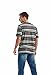 KLIEGOU Men's Fashion Loose Fit Crewneck Stripe T-Shirt 6108 Grey S