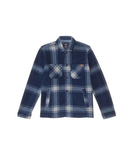 RVCA Boys' Fall Long Sleeve Fleece Jacket Button Up, Moody Blue, X-Large