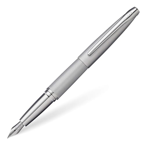 Image of Cross ATX Luxury Sandblasted Titanium Gray Fountain Pen - Medium Nib, Precision Writing, Presented in Premium Gift Box