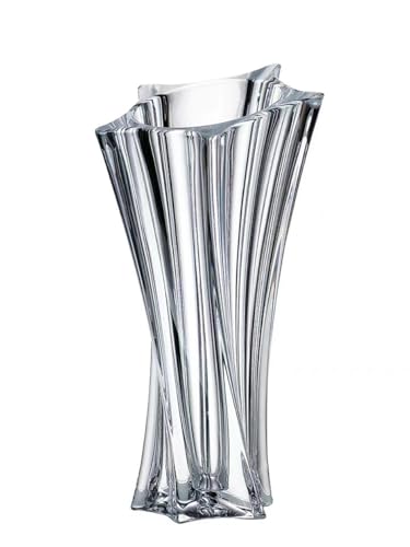 Crystal Glass Vase Heavy Crystal Vase for Flowers with Weighted Bottom Thick Durable Decorative Vases for Modern Home Decor 9.8 3.5lb Clear Centerpiece (Transparent)