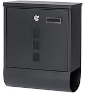 Jssmst Locking Mailbox Wall Mount, Black Mailboxes with Secure Key Lock and Newspaper Compartment...