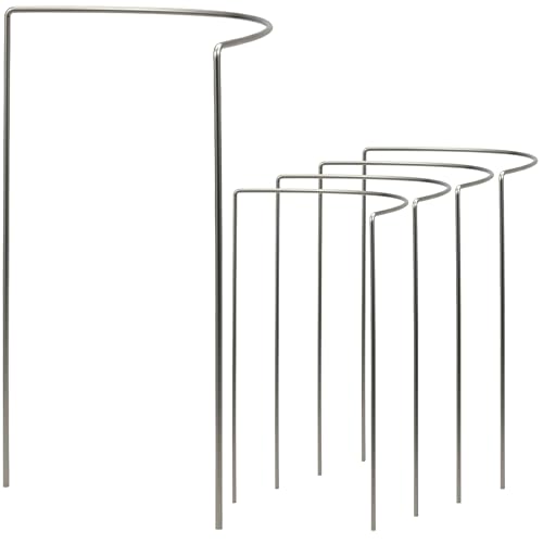 Hummelladen 10 STÜCK Edelstahl Pflanzenstütze Staudenstütze halbrund - Ø 38 cm - 70 cm hoch aus 4mm Edelstahl Draht Buschstütze - Staudenstütze - Pflanzbogen Staudenhalter Rankhilfe Pflanzenring