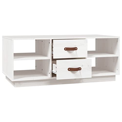 Table basse blanche en bois avec rangements pour optimiser un salon encombré - 7