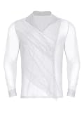Nyeemya Camisa Baile de Salón para Hombre Leotardo Baile Latino Camisa de Patinaje Artístico para Competición S-XXL Blanco L