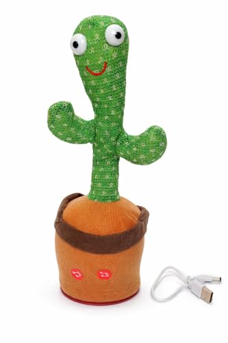 Image of Rechargeable Dancing Cactus Toy - Musical Talking Repeating Toy for Kids, Educational Interactive Plush Toy for Boys & Girls, USB Rechargeable with 120 Song