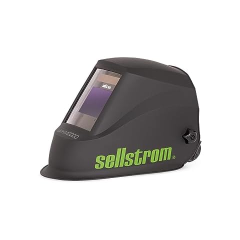 Sellstrom Welding Helmet, S26200 - Advantage Plus Series with ADF, Lightweight, Ergonomic, Nylon Shell, Blue Lens Technology, Weld and Grind Modes, Black and Green 3.54" x 1.57" View Size Cover