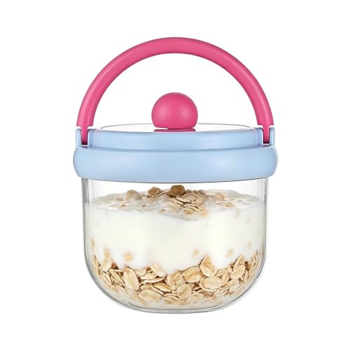 Tarro De Avena Durante La Noche - Tarro De Comida De 5 Pulgadas | Contenedor Aislado De PP: Tarros De Almacenamiento De Alimentos Portátiles Con Asa Y Cuchara Para Desayuno, Almuerzo, Viajes, Oficina,