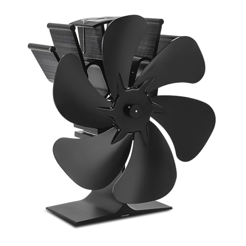Wood Stove Fan Heat Powered, Non Electric, 6-Blade Fireplace Fan for Pellet, Wood Burner, Stove Accecories with Bracket Fixed on Heater for Burning Stove