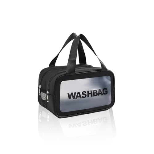 Kosmetiktasche,Reise Kulturtasche mit Tragegriff,Make-up-Tasche mit großer Kapazität, Kulturtasche Damen,tragbare wasserdichte Kulturtasche, Trocken- und Nasstrennung,kulturbeutel Herren(Schwarz, M)