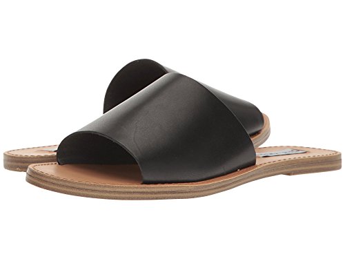 Steve Madden Women's Grace Flat Sandal, Black Leather, 8 M US