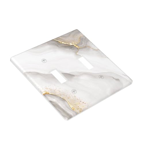 Plaque murale double bascule marbre blanc et doré au design chic - 4