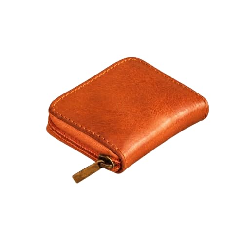 Minimalist Leather Coin Purse, Handmade Small Zipper Wallet, Compact Change Pouch, Unisex Mini Leather Card Holder Gift-image-46