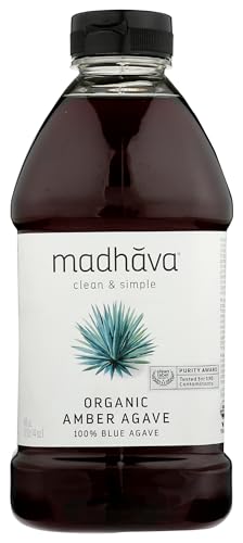 Madhava Naturally Sweet Organic Blue Agave Low-Glycemic Sweetener, Amber Raw, 46 Ounce (Packaging may vary)