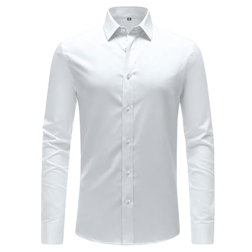 Okdance Boys Long Sleeve School Shirts, White Button Down Shirts Classic Collar Dress Shirts Durable Regular Fit School Uniform for Kids Boys