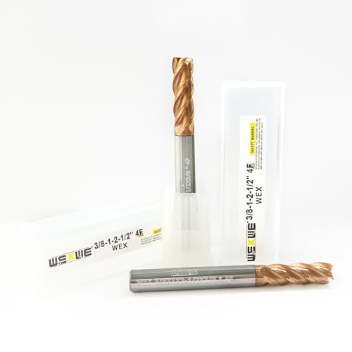 Image of Tools Carbide Square End Mill, AlSiTiN Coating, Spiral Router Bit for Medium Alloy Steel,Pre-hardeness Steel, Rough Machining, Large Groove for High Efficiency Cutting, Inch Size(3 /8 inch, 2pcs)