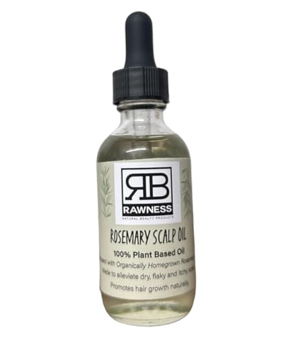 Rawness beauty Rosemary scalp oil - natural plant based ingredients, hydrating & refreshing scalp care for stronger, healthy-looking hair that soothes scalp, adds shine, strength & natural oil balance (2oz)