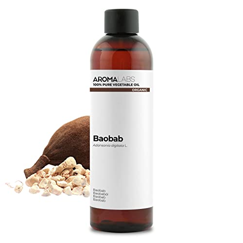 ORGANICZNY - BAOBAB Olej Roślinny - 250mL - 100% czysty, naturalny, tłoczony na zimno i certyfikowany Cosmos - AROMA Labs (Marka francuska)