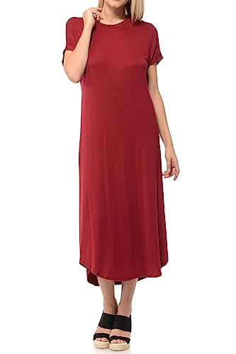 Image of iconic luxe Women's A Line Short Sleeve T Shirt Midi Dress Summer Casual