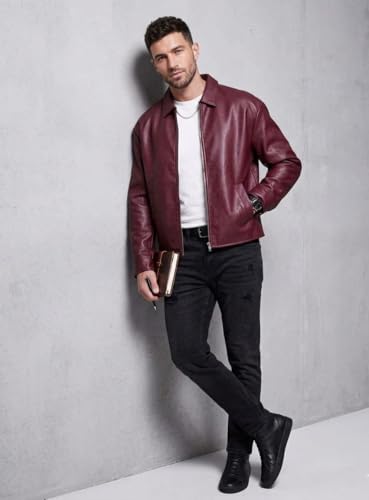 Image of Faux Leather Oversized Coach Jacket for Men | Premium Streetwear Outerwear for Winter, Travel, Parties | Classic Stylish Design