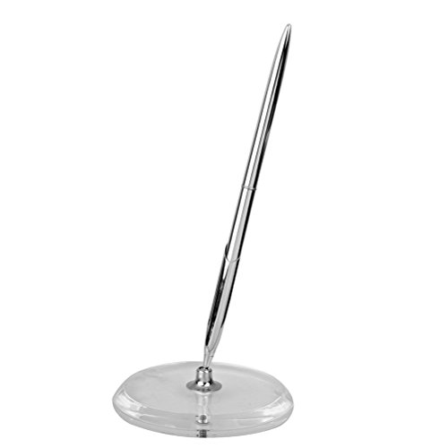 Tinksky Round Pen Holder Signing Pen Set for Wedding Bridal Engagement Favors (Silver)