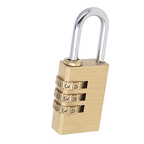 Image of 3 Digit Combination Padlock Solid Brass Padlock Heavy Duty Combination Lock Big 3 Rounds for Indoor and Outdoor Small Safety Luggage 4Pcs