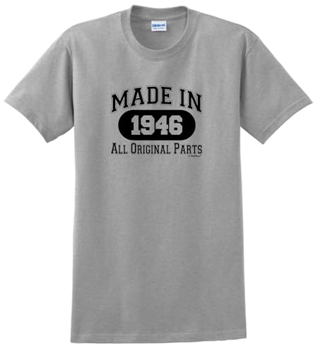 80th Birthday Gift Made In 1946 All Original Parts T-Shirt Large Sport Grey
