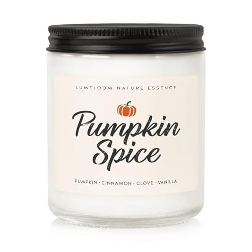 LUMELOOM Pumpkin Candle, Hello Fall Gifts- 9oz Aromatherapy Cinnamon Pumpkin Spice Soy Wax Candle...