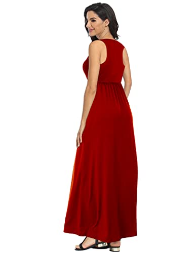 Image of Lacavocor Womens Summer Maxi Dress Tank Top Sleeveless Long Dresses