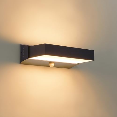 CELAVY LED Au&szlig;enlampe mit Bewegungsmelder - IP65 Up Down Wandleuchte Wandlampe aussen Anthrazit, Aussenlampe Au&szlig;enleuchte Aussenleuchte Wand, Aussenbeleuchtung Au&szlig;enbeleuchtung Hauswand Terrasse