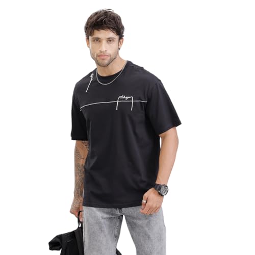 Image of WROGN Men's 220 GSM Cotton T-Shirt | Minimal Graphic | Oversized Fit