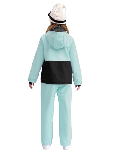 Kids Girls Ski Snowsuit Long Sleeve Jacket Hooded Coat Outerwear with Pants for Snow Sports Skiing Snowboarding2