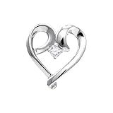 Aus 10-karätigem Weißgold Damen Solitär-Anhänger 10 kt Weißgold Diamant Herzform 1/20 Karat